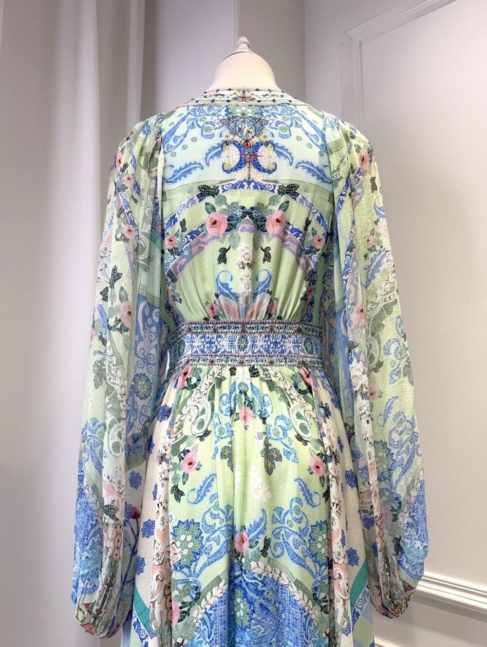 Camilla lace up front long dress In Midsummer mosaics - Picture 8 of 13